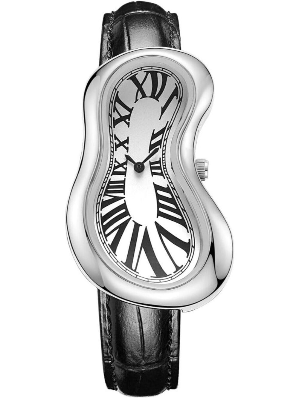 Men's Silver Surreal Art Stainless Steel with Roman Numerals Dress Wrist Watch